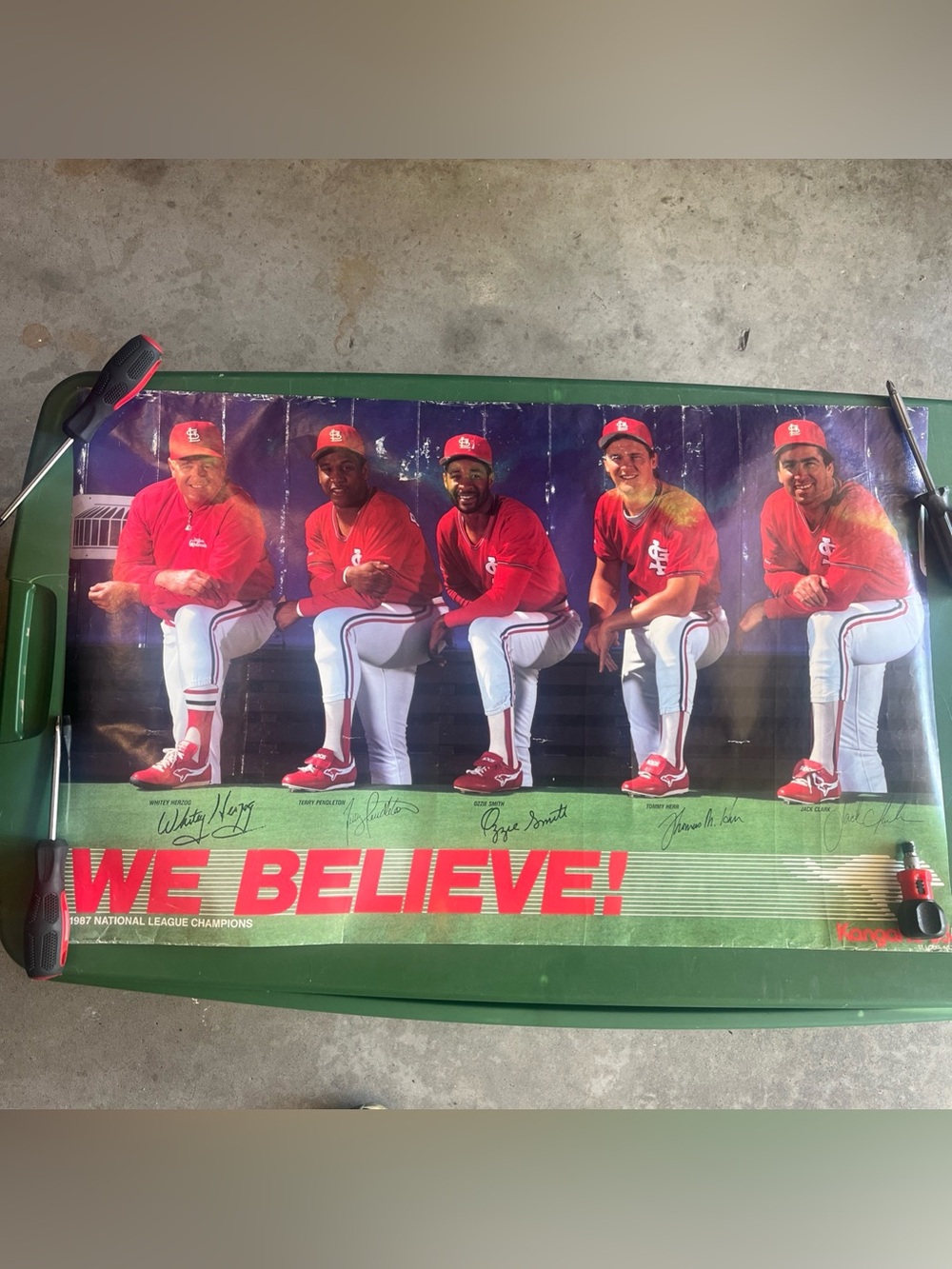 Vintage 1987 St Louis Cardinals Kangaroos We Believe Poster Herzog Smith Clark